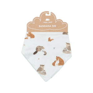 Mixed Woodland Animals Blue- Bandana Bib