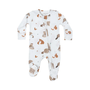 Angel Dear, Mixed Woodland Animals Blue- 2 Way Zipper Footie