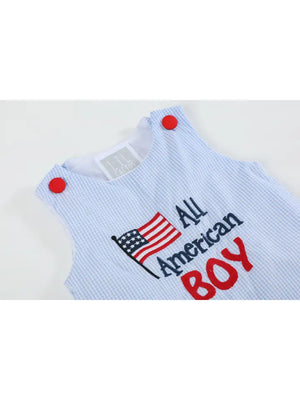 Lil Cactus "All American Boy" Blue Gingham Shortalls