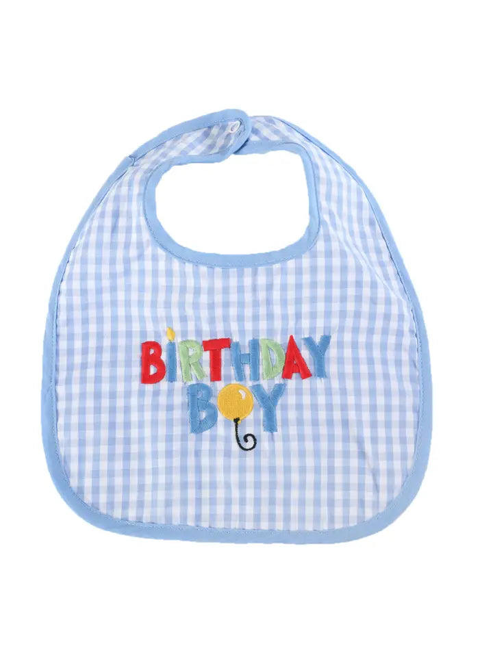 Lil Cactus Blue Gingham "Birthday Boy" Bib