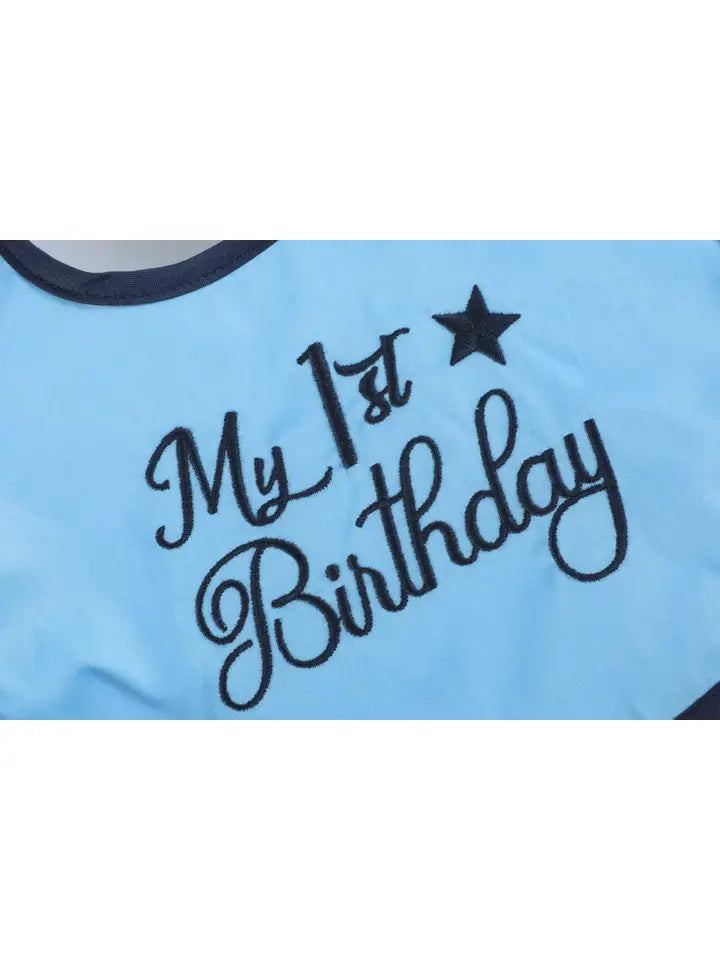 Lil Cactus Blue "My 1st Birthday" Bib (STHE)