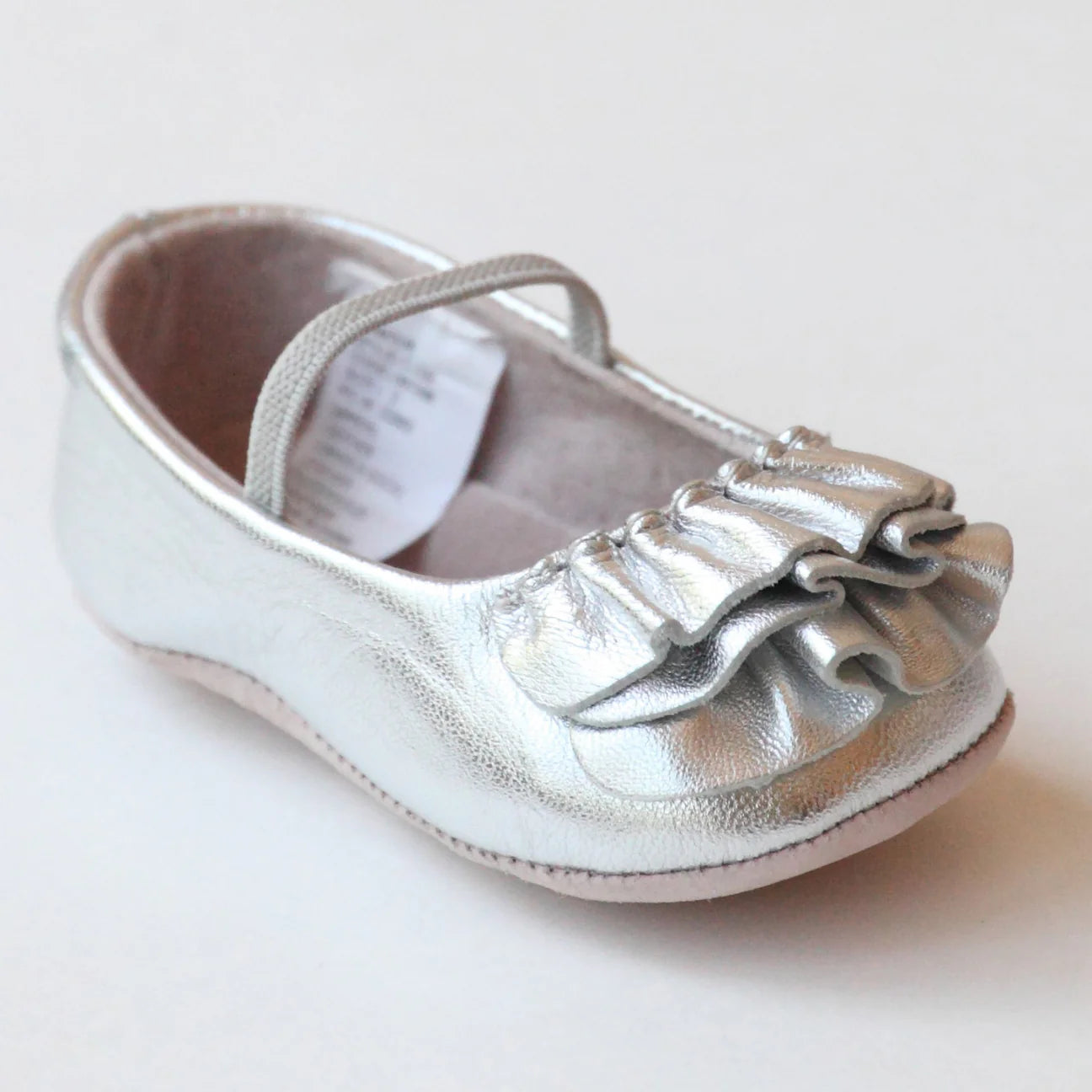 L'Amour Infant Girls C-330 White Ruffle Mary Janes