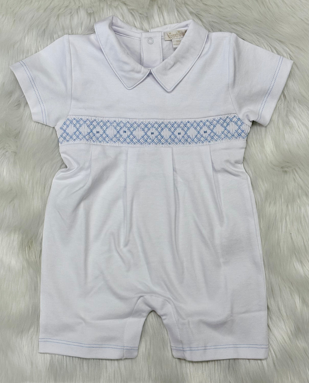 Kissy Kissy CLB Summer 24 White Hand Smocked Short Playsuit KBR10098N