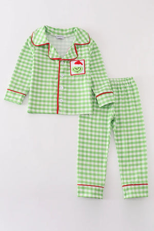 Abbie & Evie Green Christmas Character Character French Knot PJ MC405389