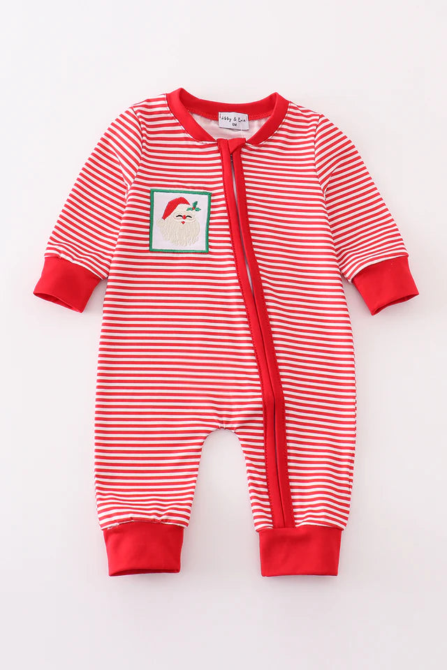 Abbie & Evie Red Striped Christmas Santa Romper MC405375 (STHE)