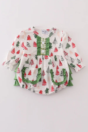 Abbie & Evie Green Christmas Tree Ruffle Bubble MC405389 (STHE)