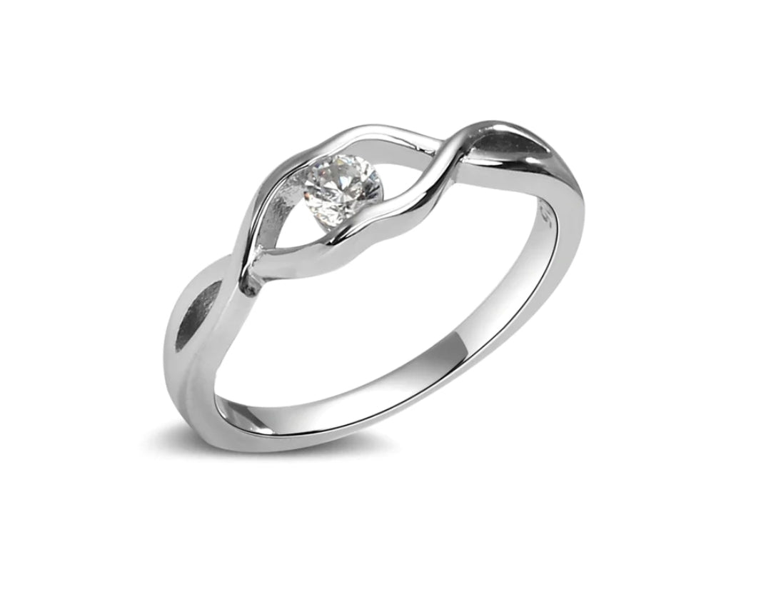 Cherished Moments Sterling Silver Baby Ring with Twisted Band and Clear CZ (STHE)