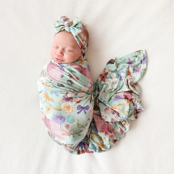 Posh peanut Linet swaddle and on sale headwrap set new