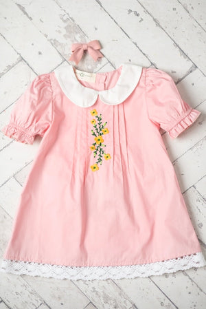 Wren & James Pink Embroidered Lace Collar Spring Easter Dress