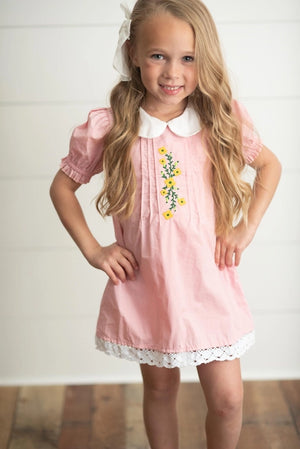 Wren & James Pink Embroidered Lace Collar Spring Easter Dress