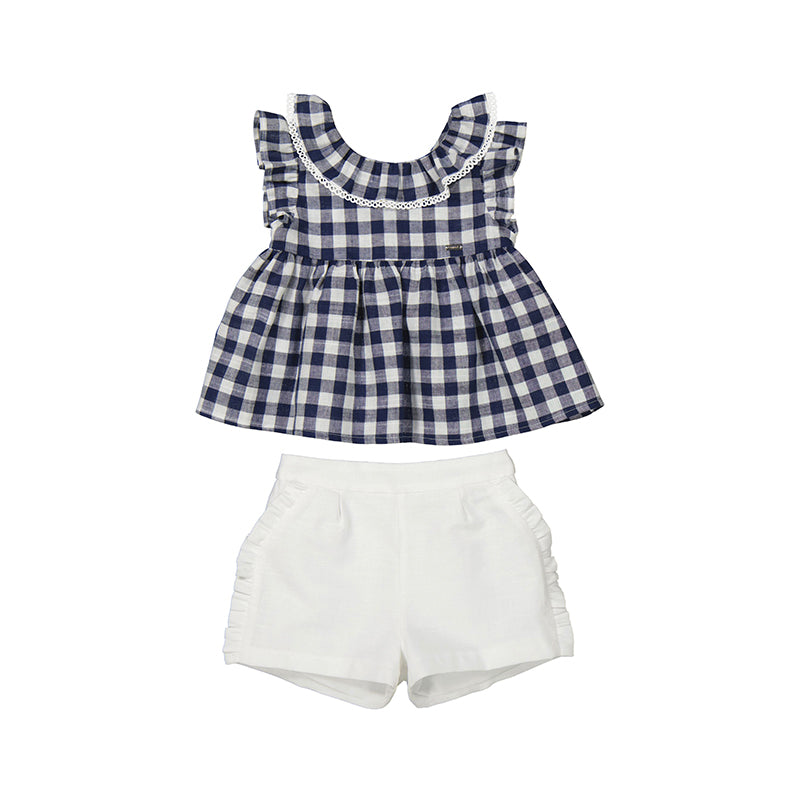 Mayoral 1283-047 Checked Blouse and Short Set (HE)