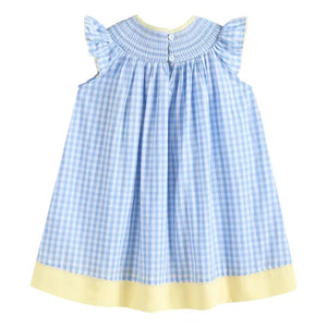 Lil Cactus Blue Gingham Daisy Bishop Dress